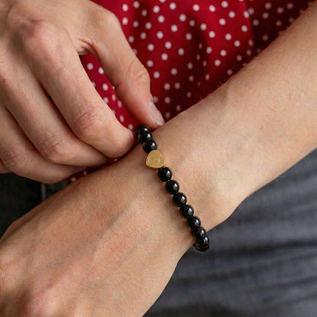Bracelet Tourmaline Noire "Message du Cœur" - Cœur à Graver