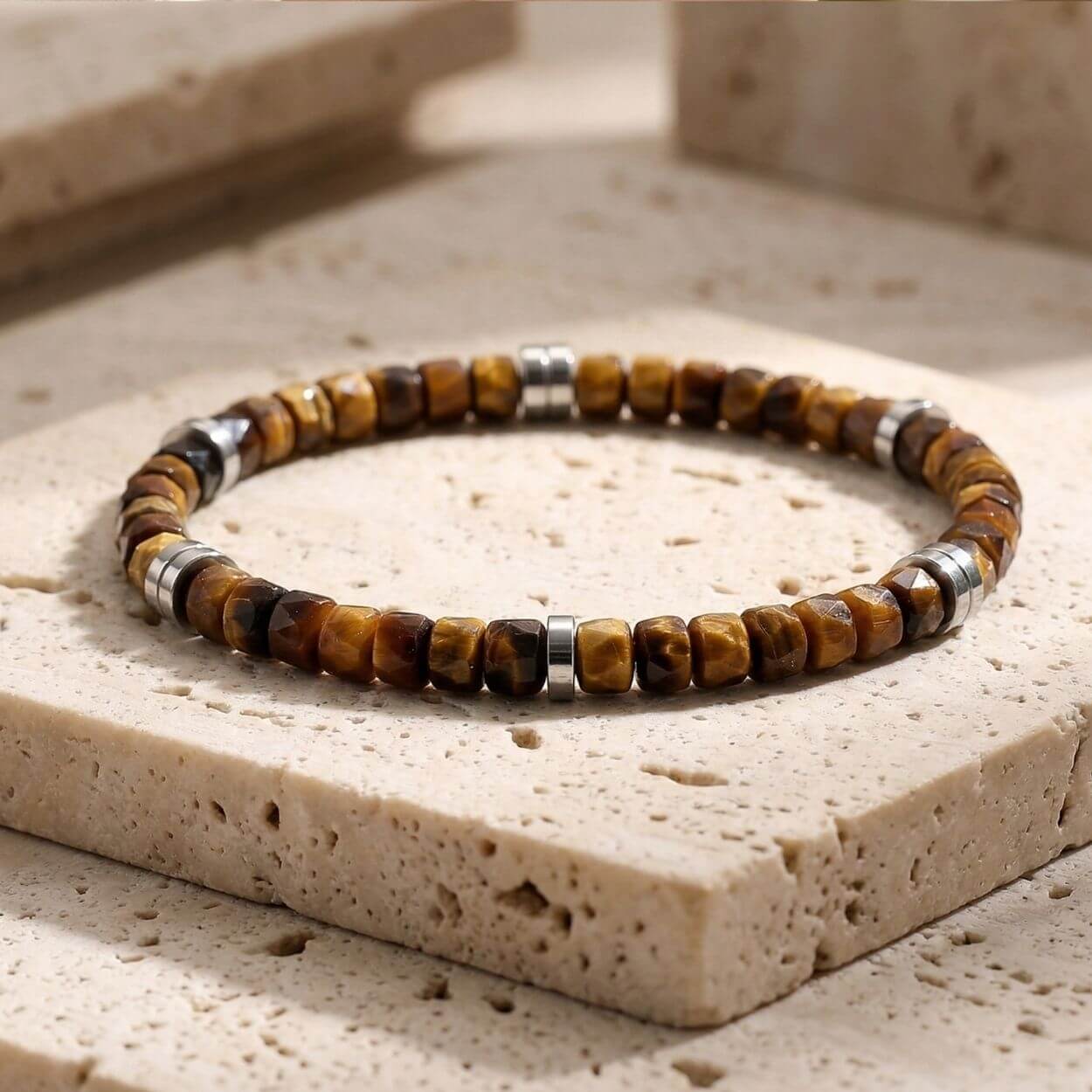 Bracelet "Affirmez-Vous" en Œil de Tigre Facetté