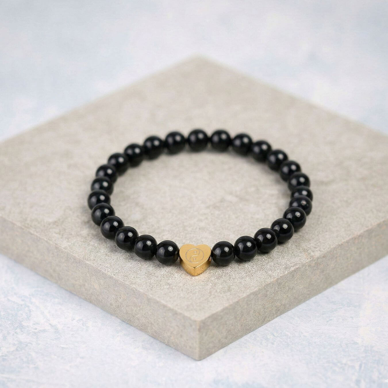Bracelet Tourmaline Noire "Message du Cœur" - Cœur à Graver