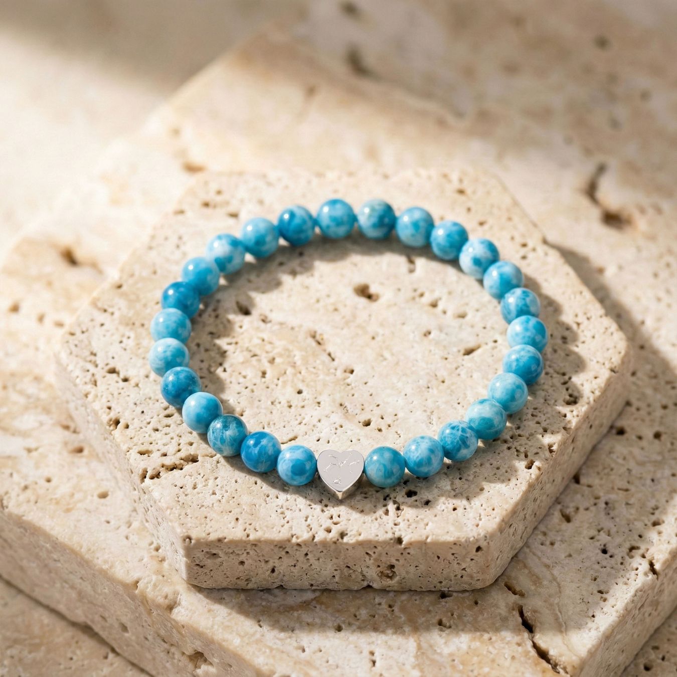 Bracelet Apatite "Message du Cœur" - Cœur à Graver