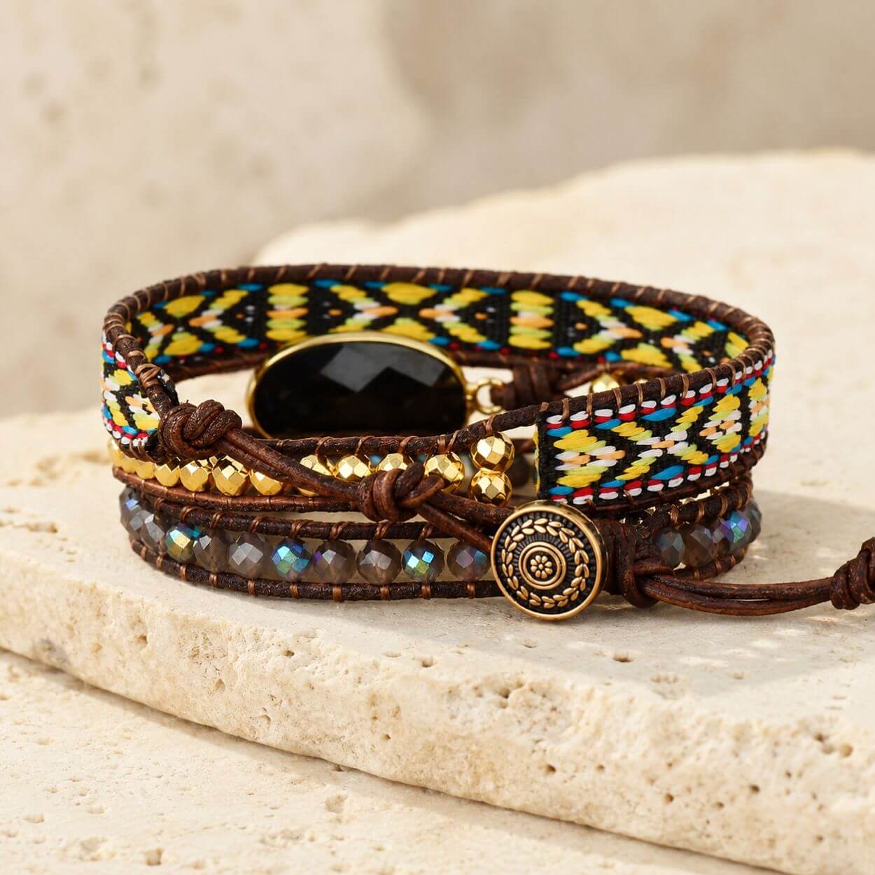 Bracelet enveloppant en onyx Picasso naturel