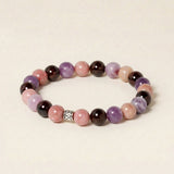 Bracelet "Force émotionnelle" en lépidolite, grenat et rhodonite