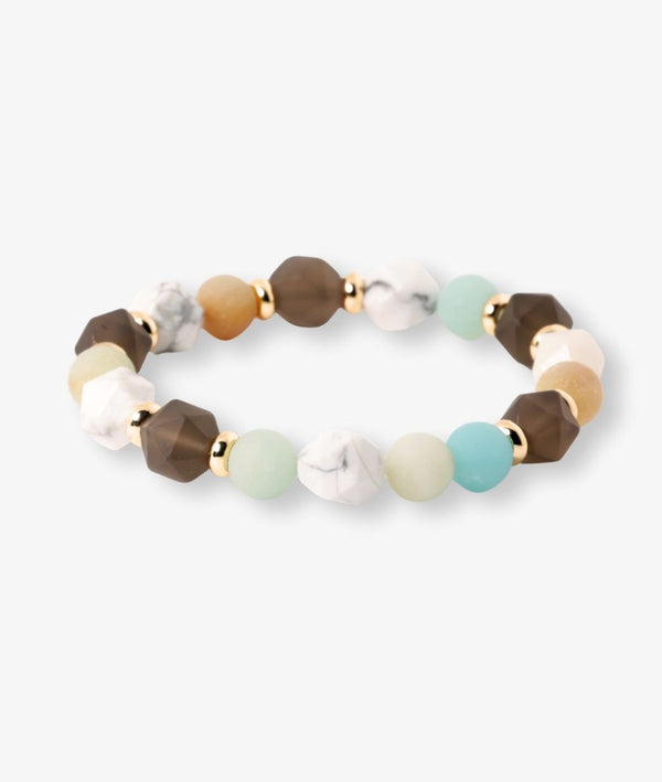 Bracelet "Lâcher-prise" en quartz fumé,Amazonite et Howlite