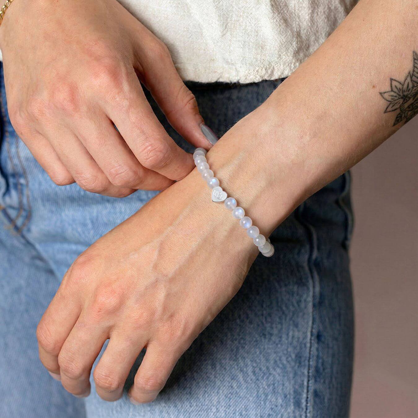 Bracelet Pierre de Lune "Message du Cœur" - Cœur à Graver