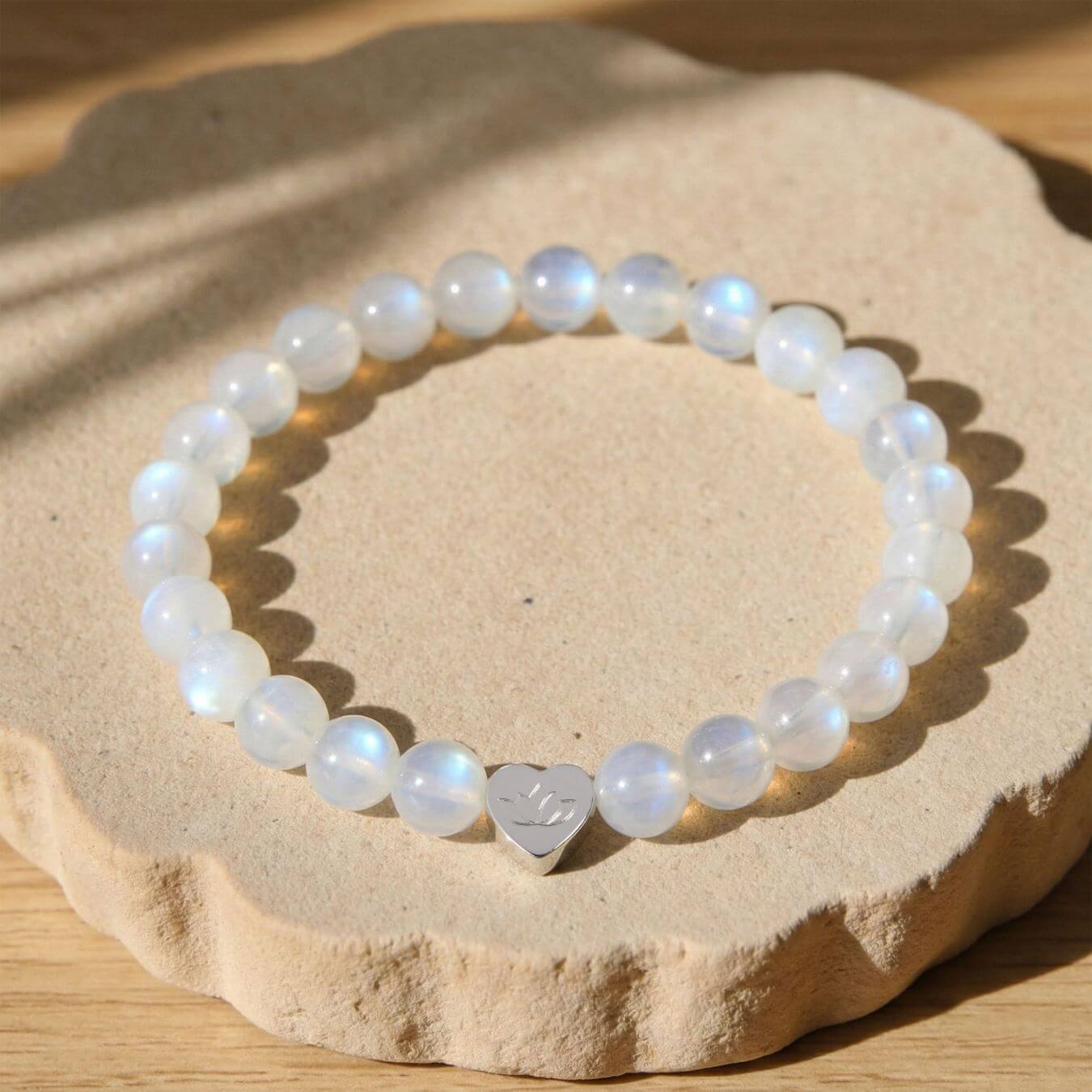Bracelet Pierre de Lune "Message du Cœur" - Cœur à Graver