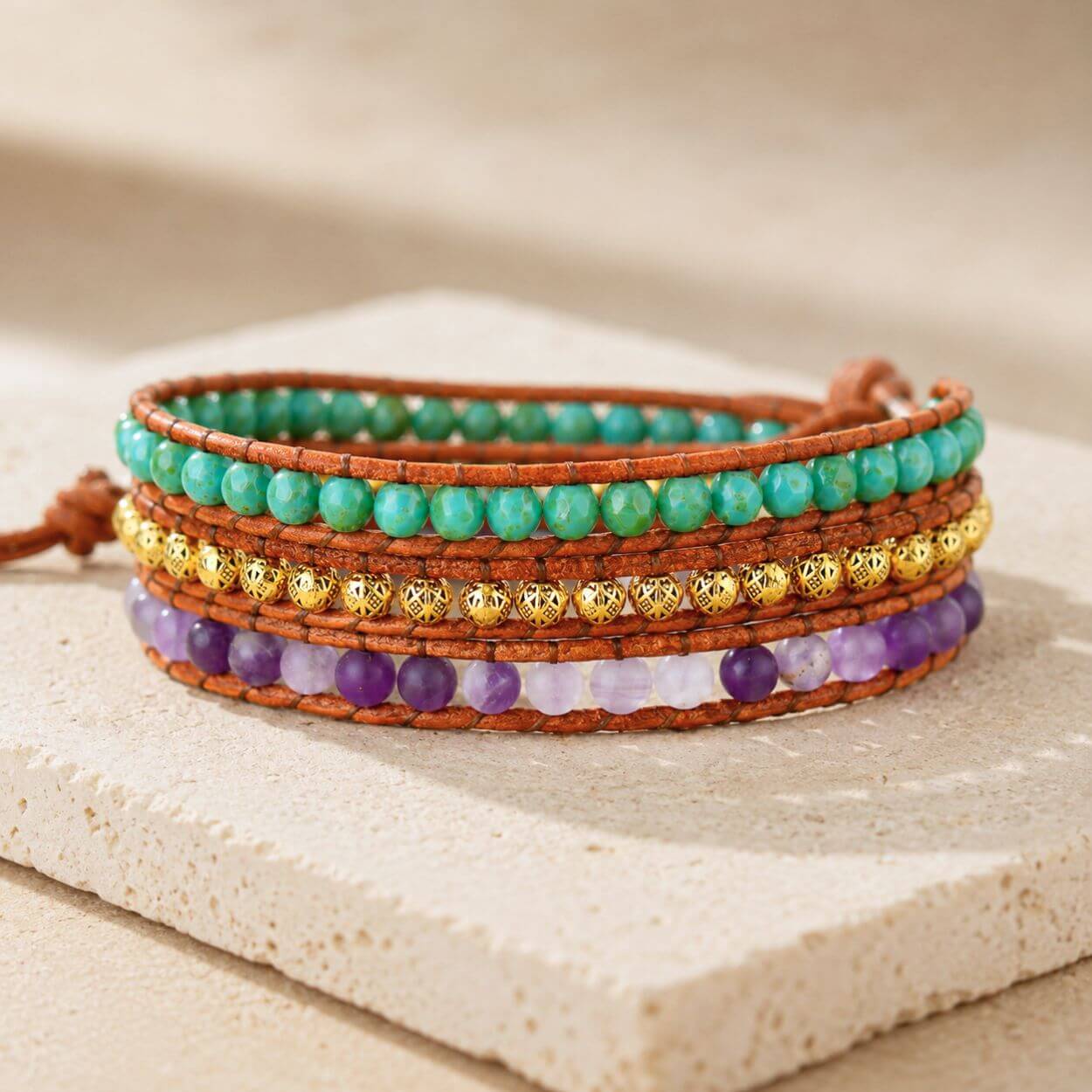 Bracelet enveloppant vintage en améthyste