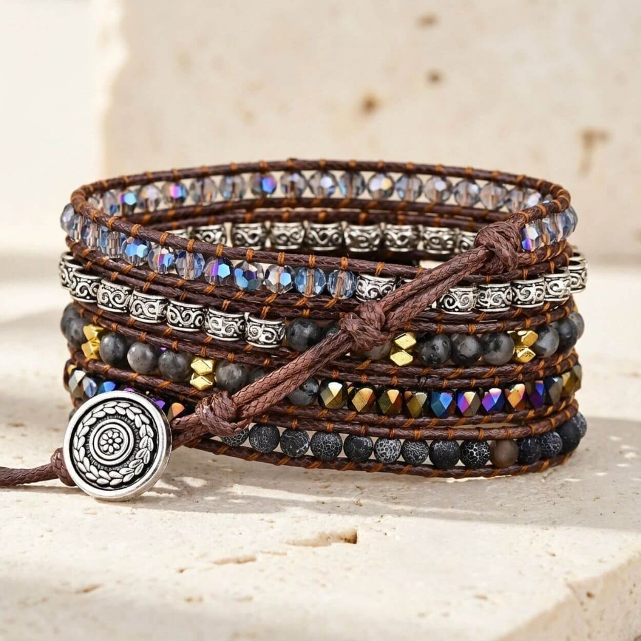 Bracelet Wrap Onyx Noir – Bouclier Protecteur