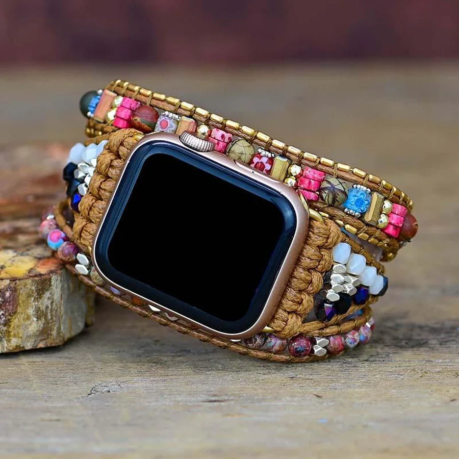 Bracelet Apple Watch "Cœur Impérial" en Jaspe - Protection Douce & Harmonie Émotionnelle