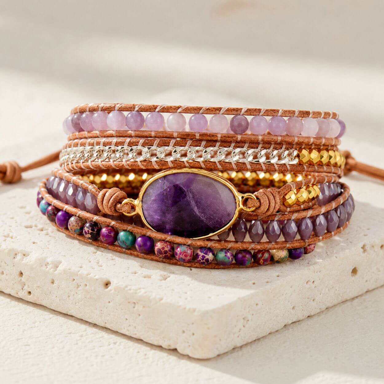 Avenue des étoiles - Bracelet enveloppant en jaspe