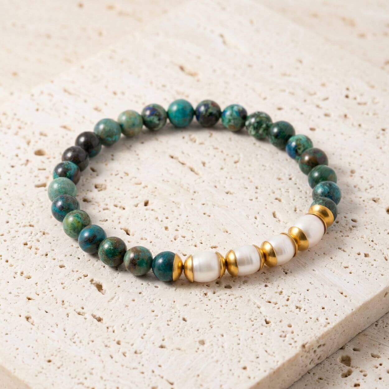 Bracelet L'Idylle en Chrysocolle et Perle