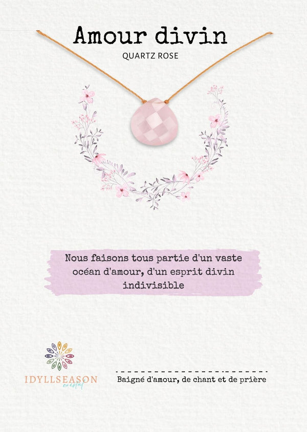 Collier en Quartz Rose d'Éveil pour l'Amour Divin