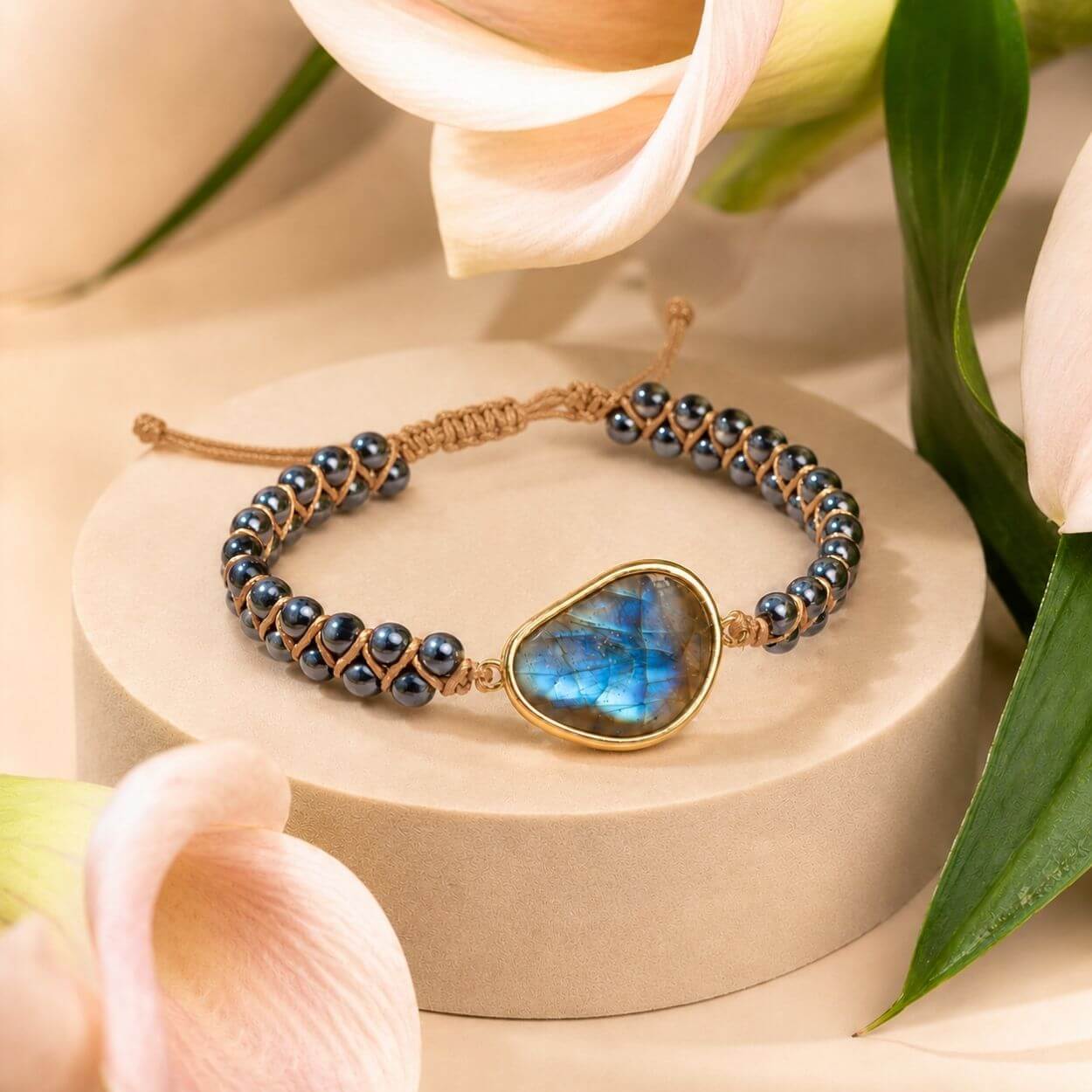 Bracelet "Aube Nouvelle" en Labradorite & Hématite