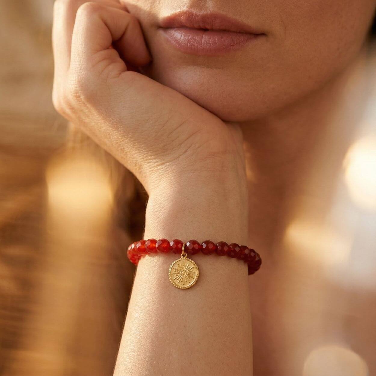 Bracelet "Œil Protecteur" en Agate Rouge