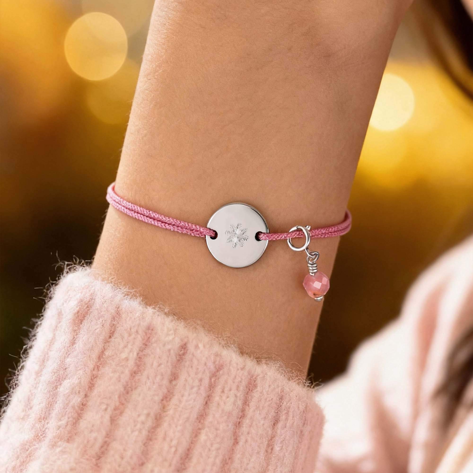 Bracelet Cordon Personnalisé : Votre Pierre de Naissance et Votre Médaille Gravée