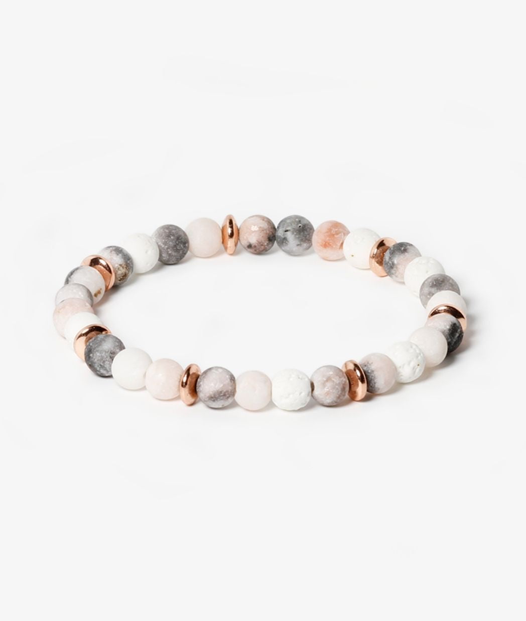 Bracelet 'Self-Care' en jaspe zébré rose et pierre de lave