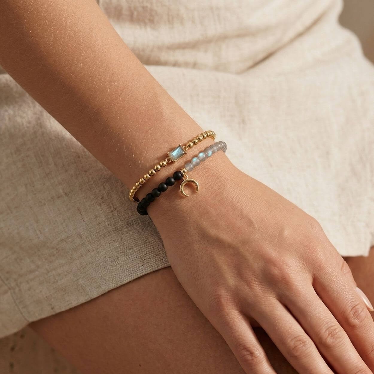 Bracelet "Un Jour Nouveau"en Tourmaline et Labradorite