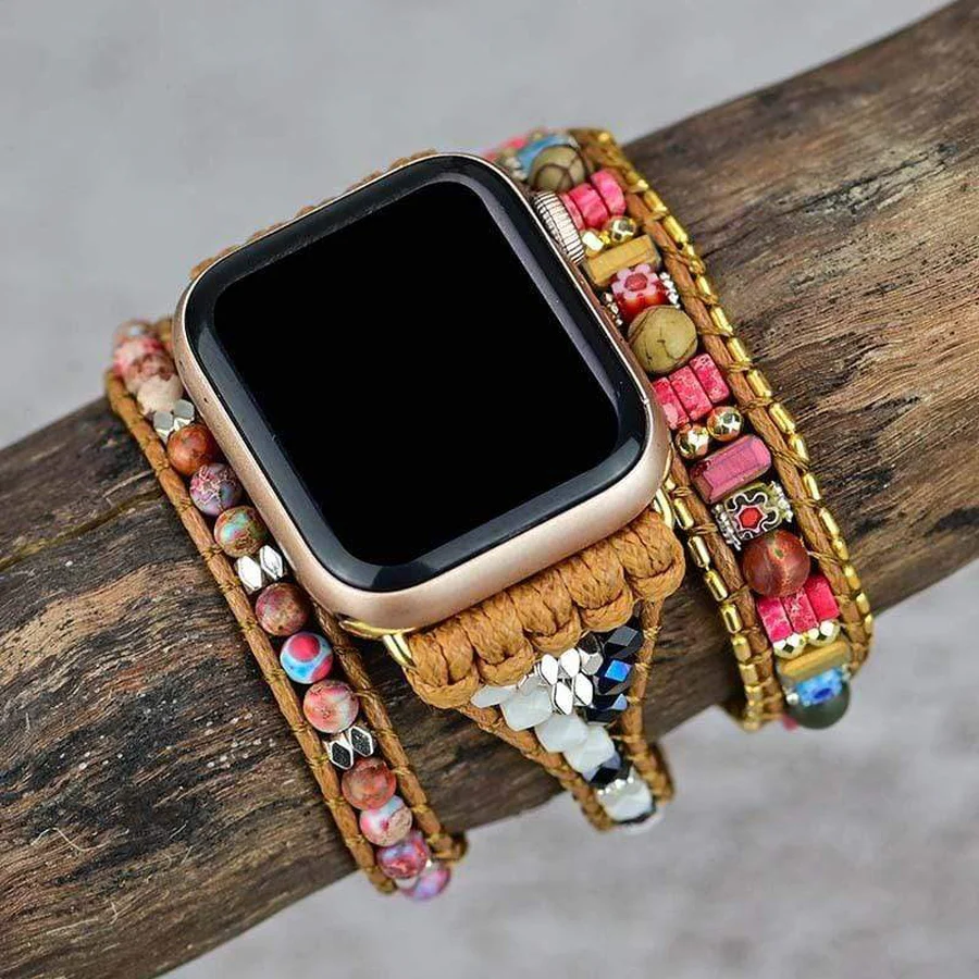 Bracelet Apple Watch "Cœur Impérial" en Jaspe - Protection Douce & Harmonie Émotionnelle