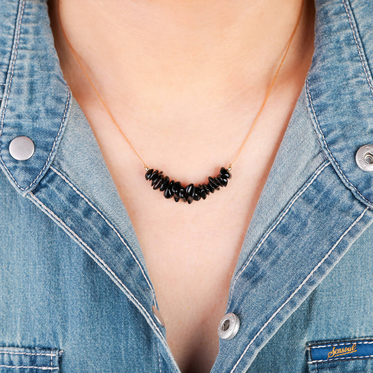 Collier en Tourmaline Noire de Graines pour l'Ancrage