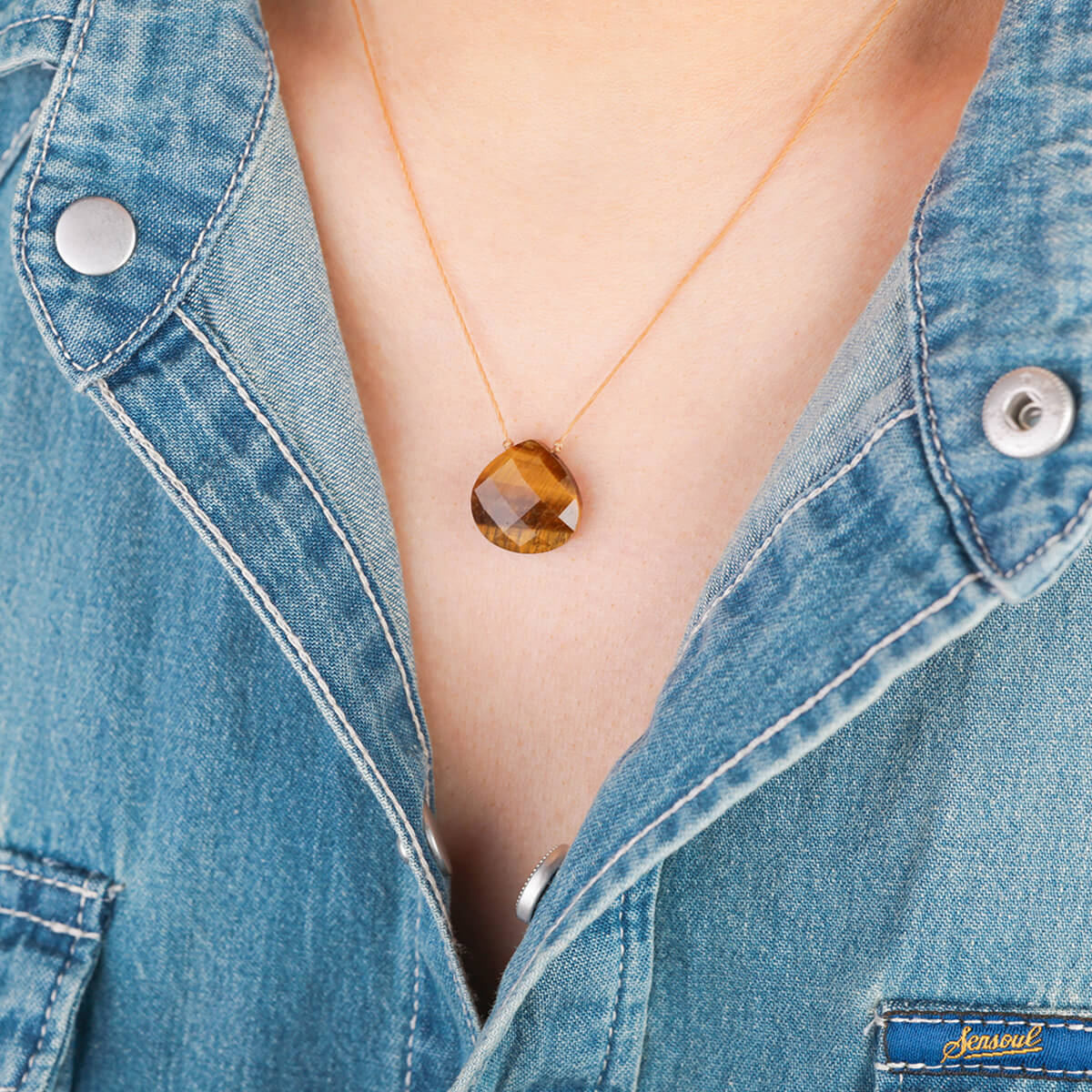 Collier en Œil de Tigre d'Éveil pour le Courage