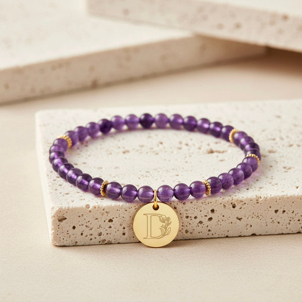 Bracelet 	Améthyste﻿ - Médaille à Graver