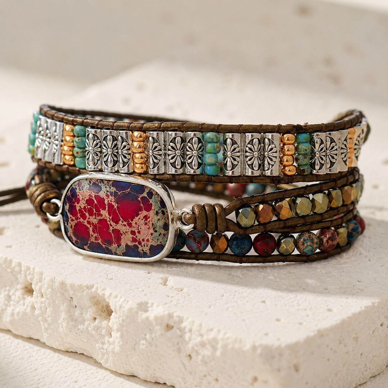 Bracelet enveloppant en jaspe éclipse de lune