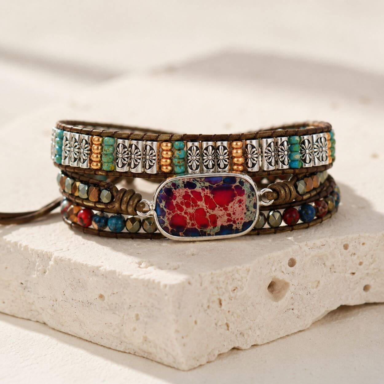 Bracelet enveloppant en jaspe éclipse de lune