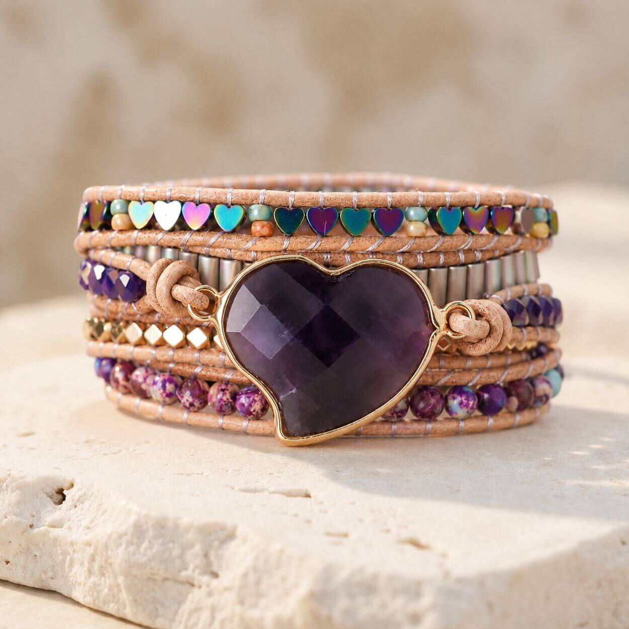 Bracelet Wrap Améthyste – Rêves Sereins