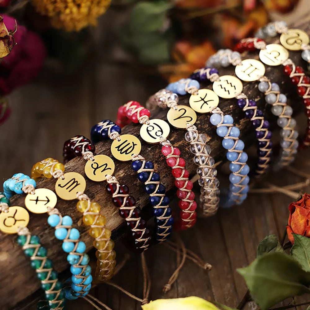 Bracelets Zodiaque & 12 Signes Astrologiques en Pierres Naturelles