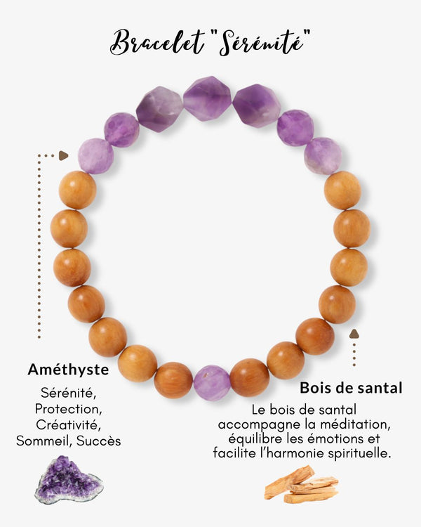 Bracelet "Sérénité" en améthyste et bois de santal