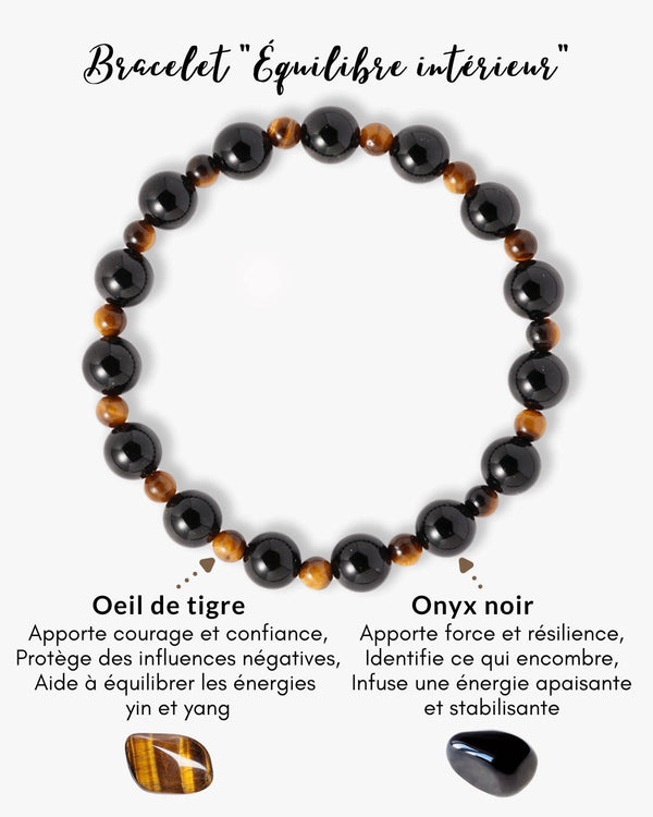 Bracelet "Équilibre intérieur" en Obsidienne et Oeil de Tigre