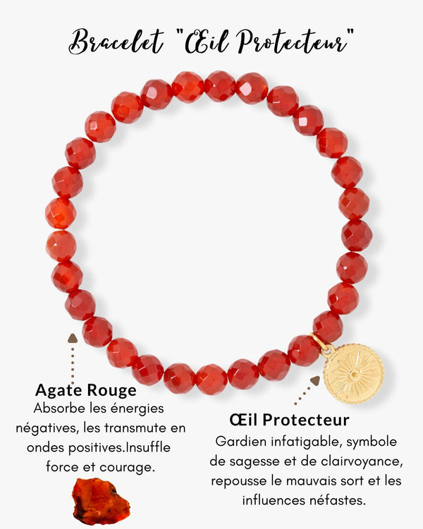 Bracelet "Œil Protecteur" en Agate Rouge