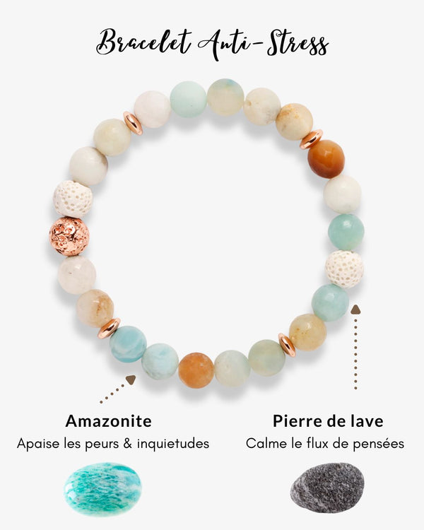 Bracelet ”Anti-stress“ d'amazonite et de pierre de lave