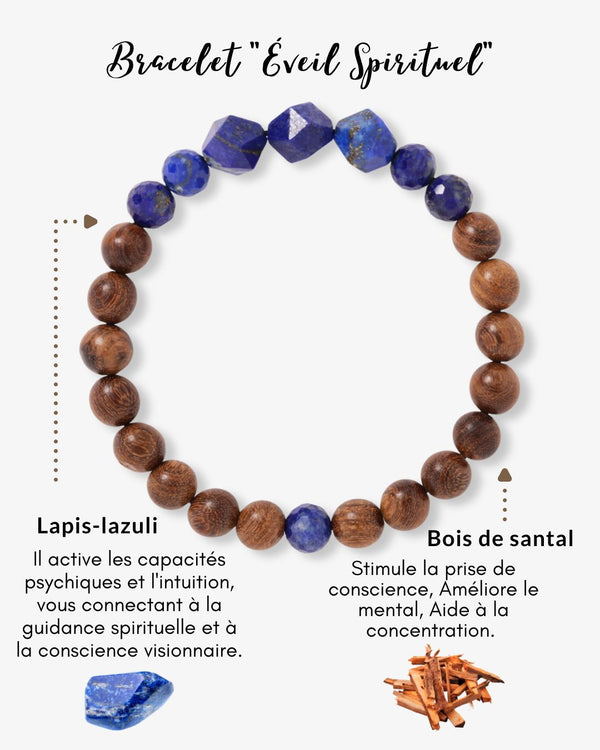 Bracelet "Éveil Spirituel" en lapis lazuli et bois de santal