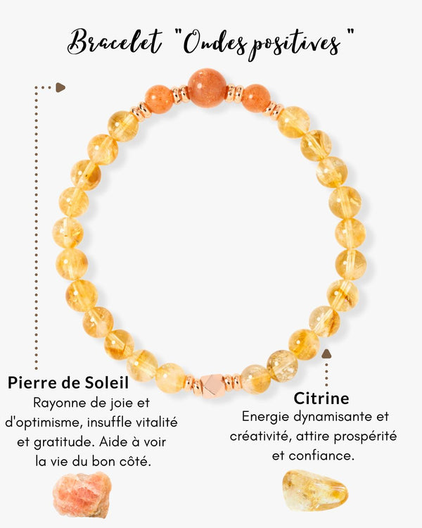 Bracelet "Ondes Positives" en Pierre de Soleil et Citrine