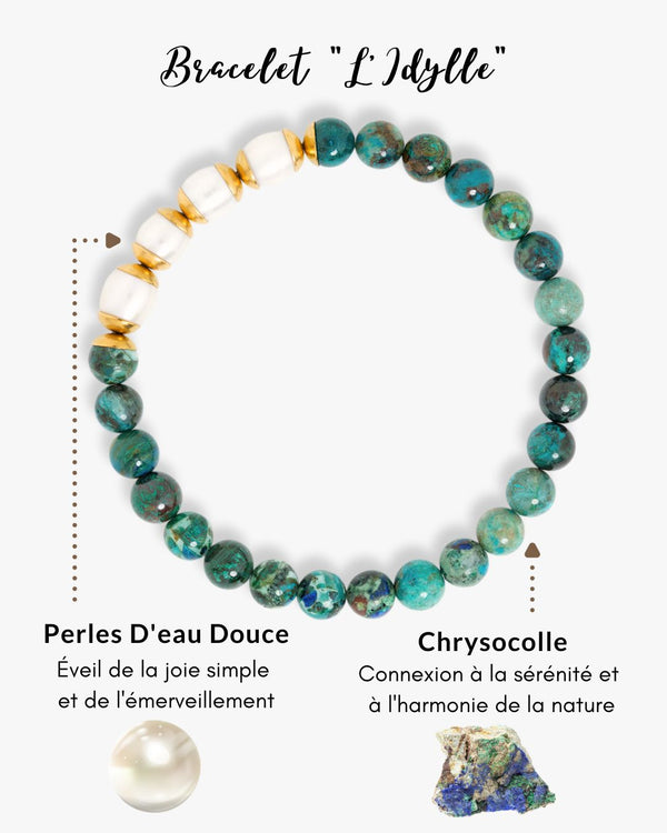 Bracelet L'Idylle en Chrysocolla et Perle