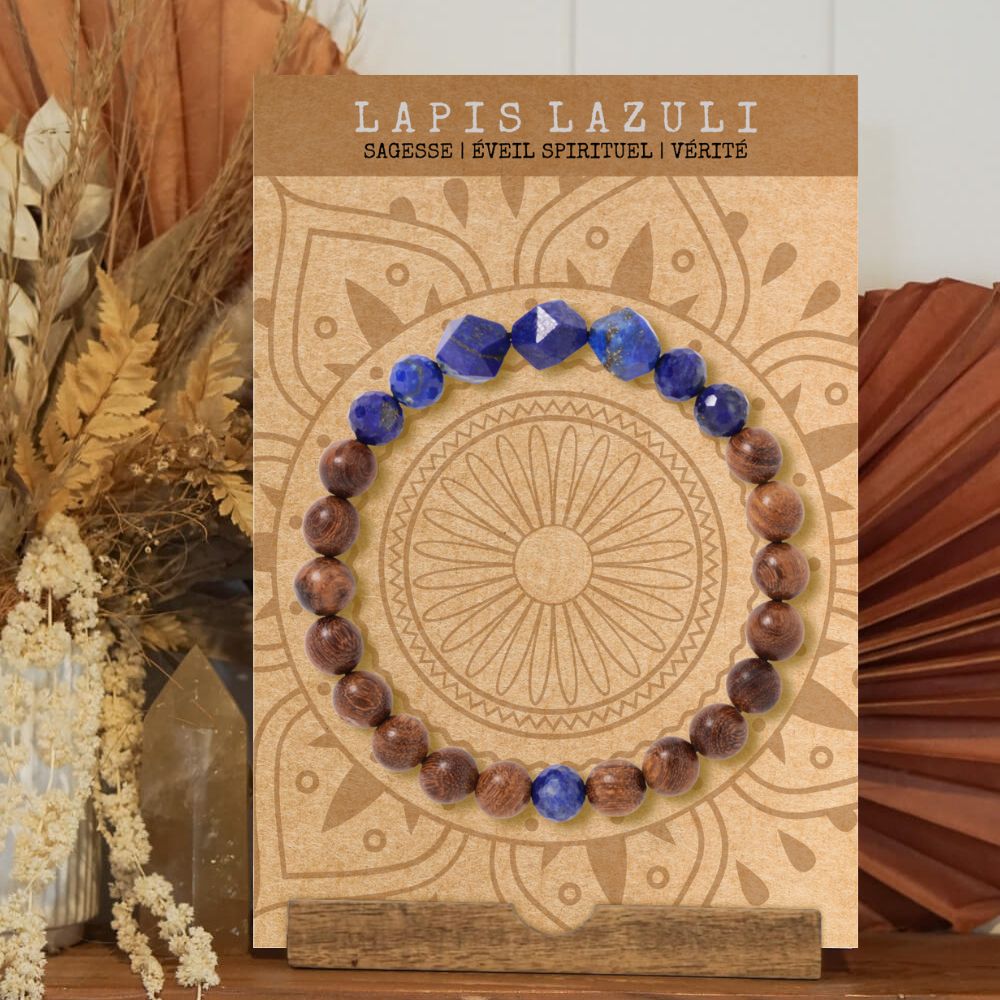 Bracelet "Éveil Spirituel" en lapis lazuli et bois de santal