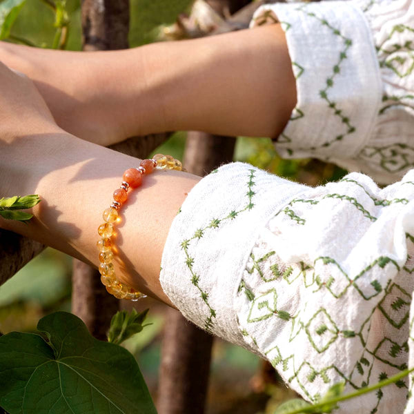 Bracelet "Ondes Positives" en Pierre de Soleil et Citrine