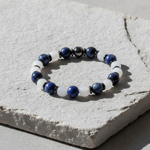 Bracelet 'Fais-toi confiance' en Sodalite & Jade Blanc