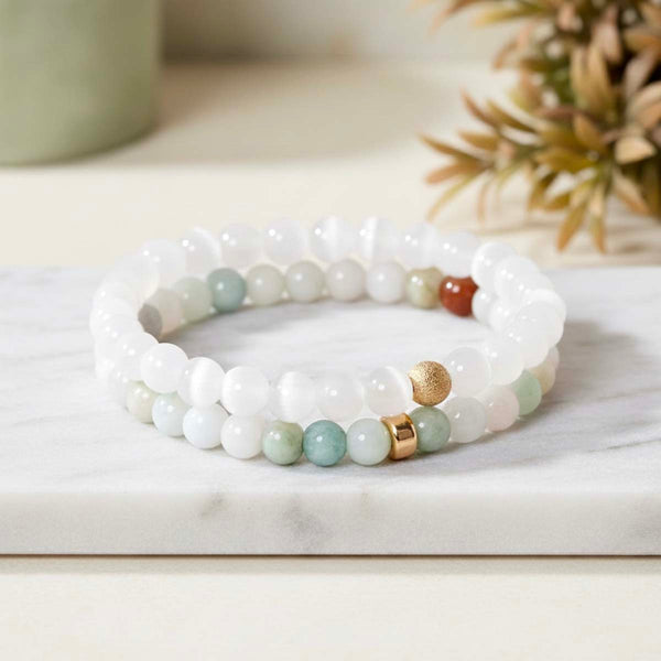 Set de Bracelet "La vie en douceur" en Jade et Sélénite