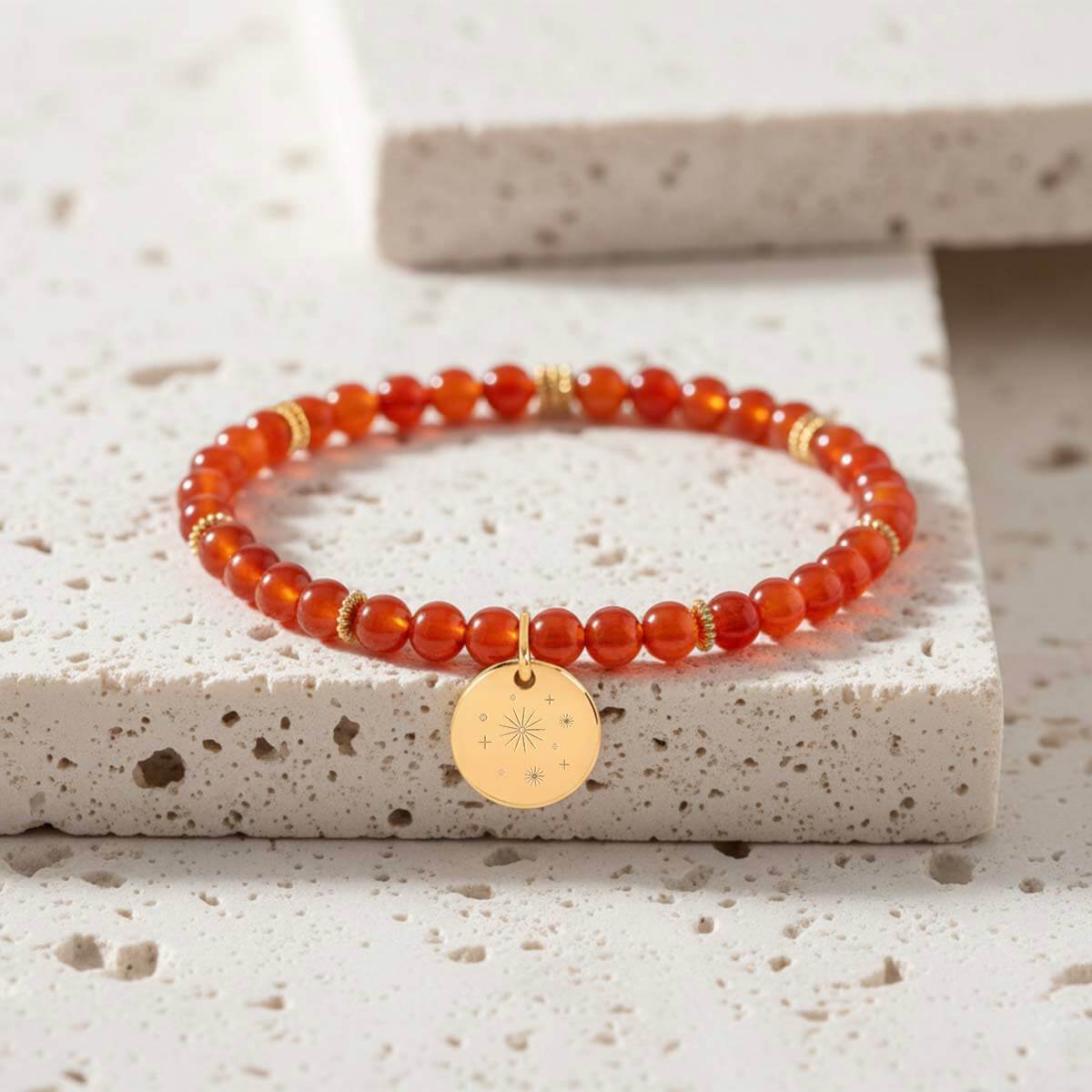 Bracelet Cornaline﻿ - Médaille à Graver
