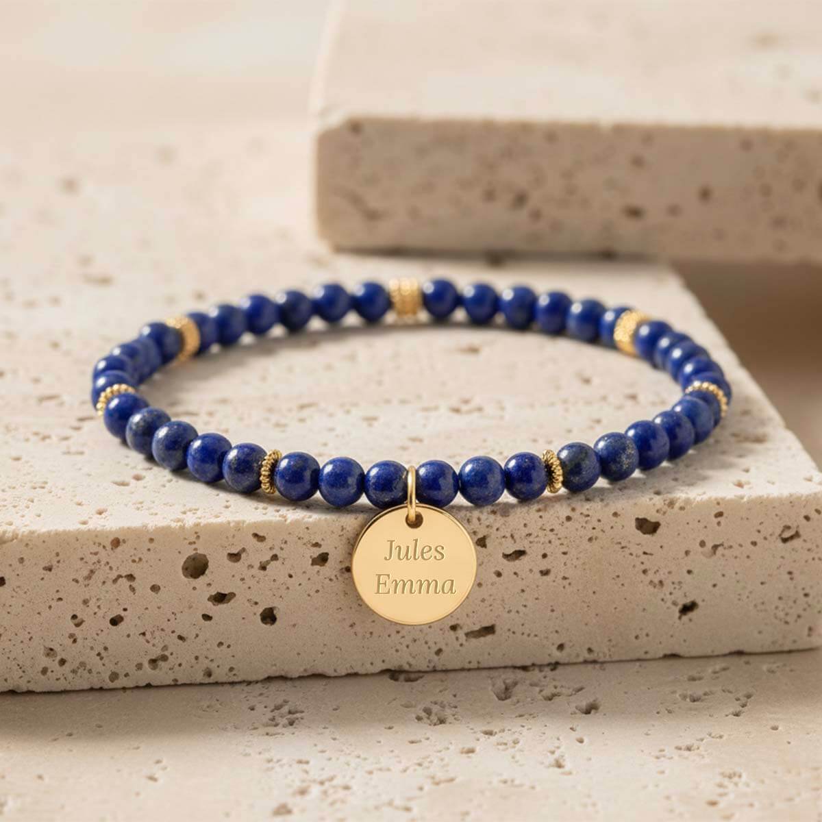 Bracelet Lapis Lazuli﻿ - Médaille à Graver