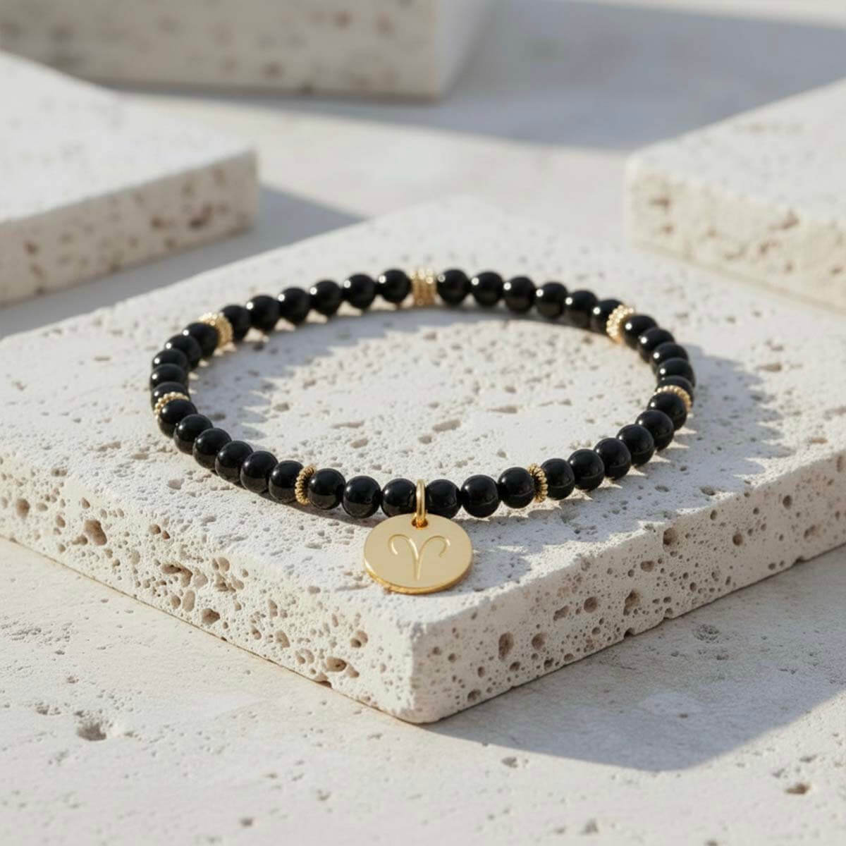 Bracelet Tourmaline Noire﻿ - Médaille à Graver