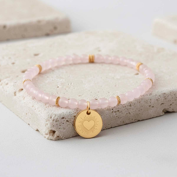 Bracelet Quartz Rose - Médaille à Graver﻿