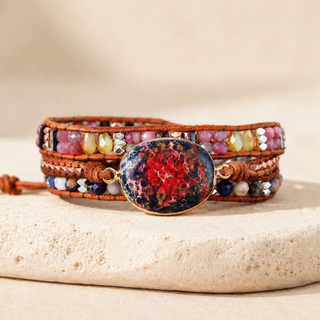 Bracelet enveloppant d'amour en jaspe de feu