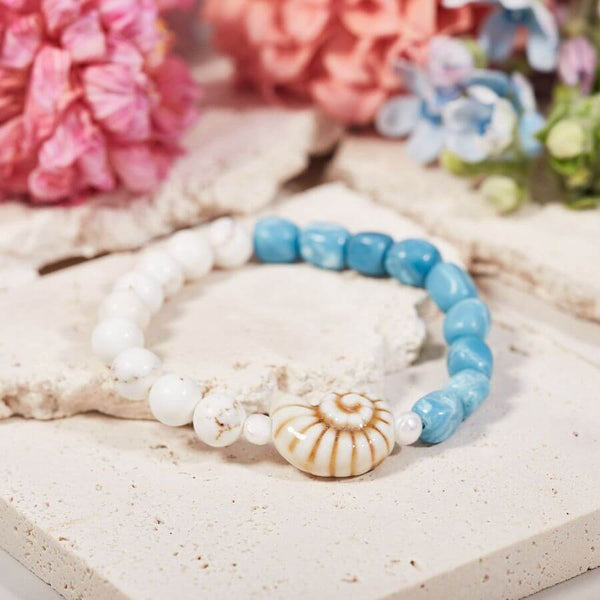 Bracelet "Souffle Marin" en Larimar et Magnésite