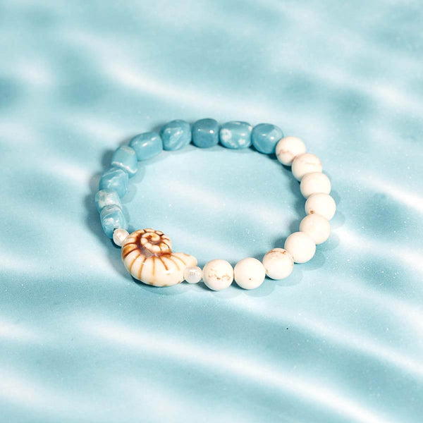 Bracelet "Souffle Marin" en Larimar et Magnésite