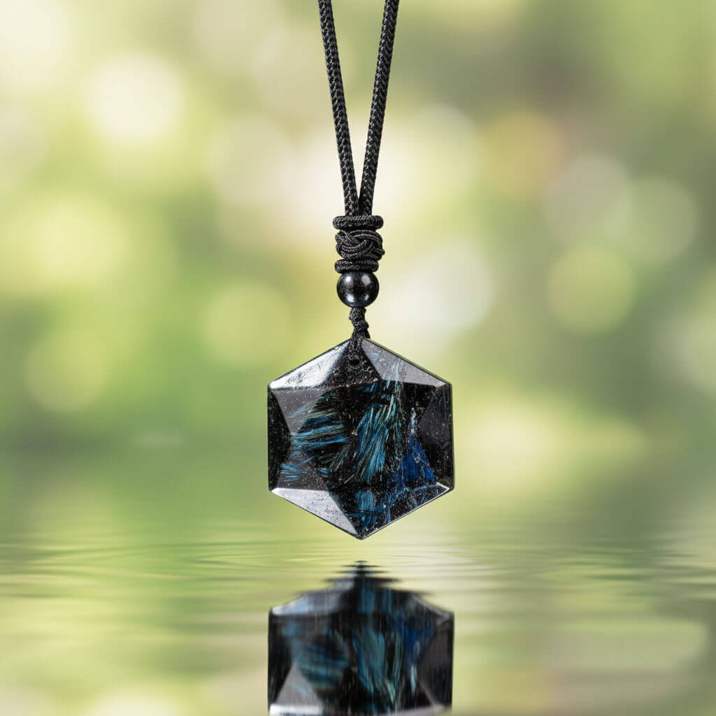 Collier Pendentif « Reviens À Toi » En Arfvedsonite