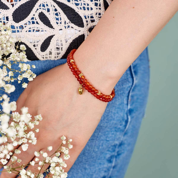 Bracelet "Fleurir l'Avenir" en Agate rouge