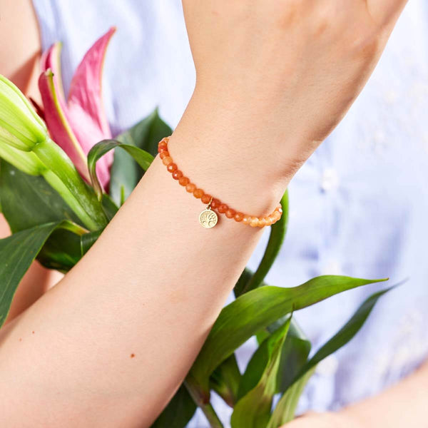 Bracelet "Arbre de Vie" en Aventurine orange