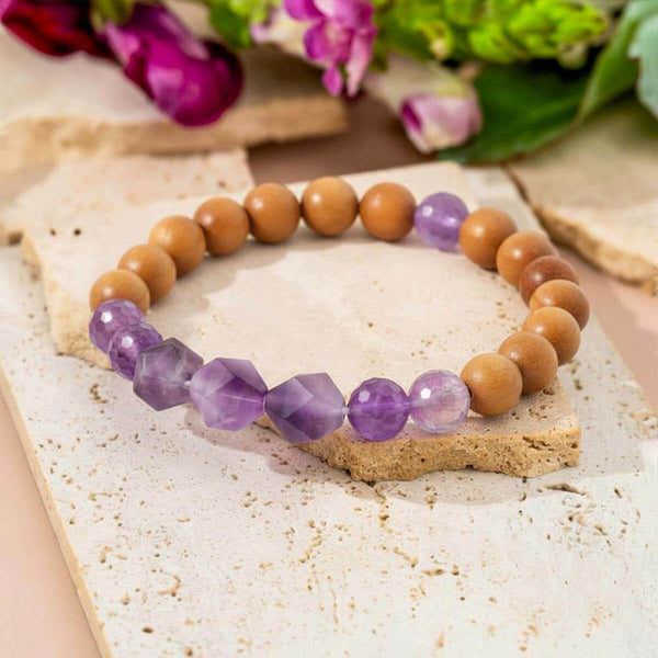 Bracelet "Sérénité" en améthyste et bois de santal